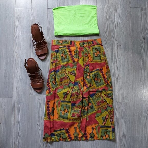 𝅺vintage MEXICAN CACTUS SOMBRERO FIESTA WRAP - Picture 11 of 13